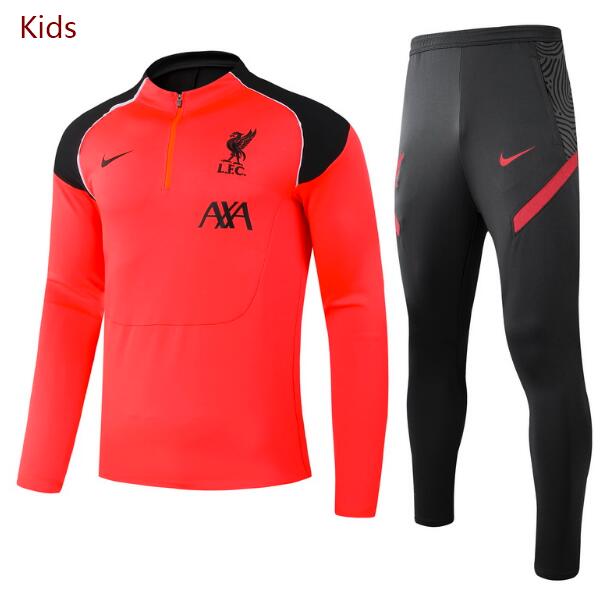 Kids Liverpool Orange Black Sweatshirt and Pants Training Kits 2020/21